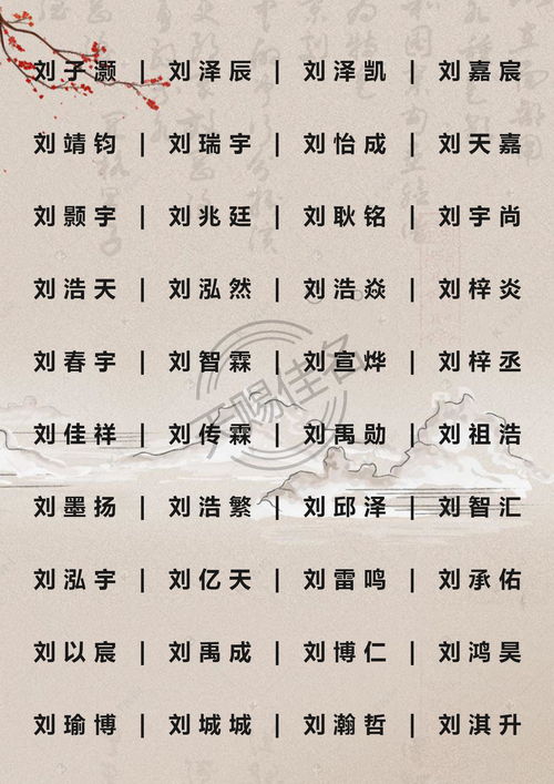 刘姓取名字大全男孩名字（刘姓男孩取名大全免费取名）